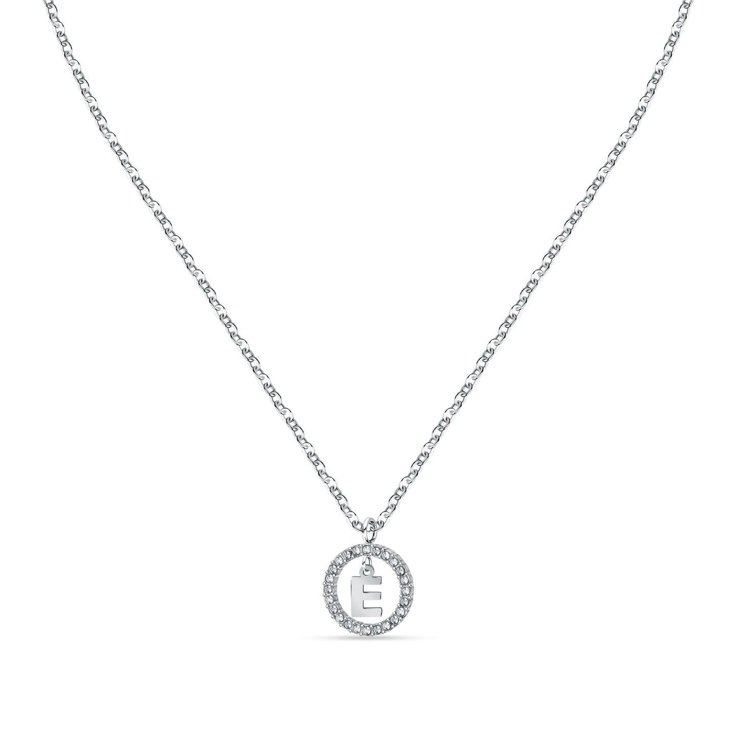 La Petite Story Letter E Steel Necklace With Clear Crystal LPS10ASF13 For Women