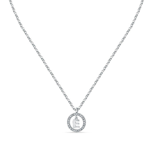 La Petite Story Letter E Steel Necklace With Clear Crystal LPS10ASF13 For Women
