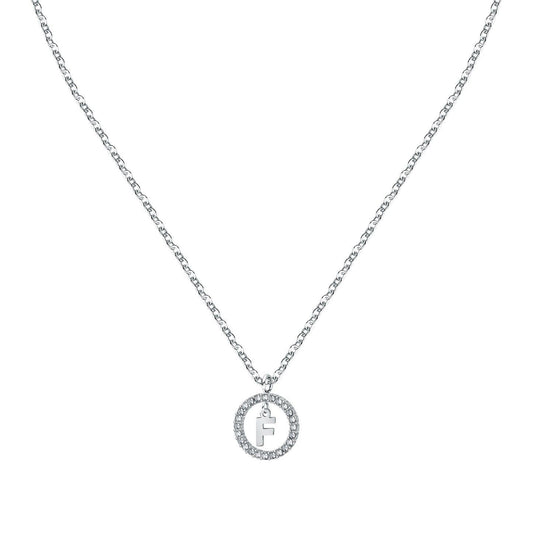 La Petite Story Letter F Steel Necklace With Clear Crystal LPS10ASF14 For Women