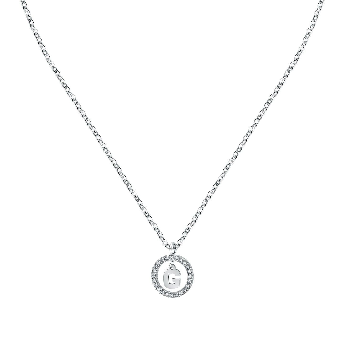 La Petite Story Letter G Steel Necklace With Clear Crystal LPS10ASF15 For Women