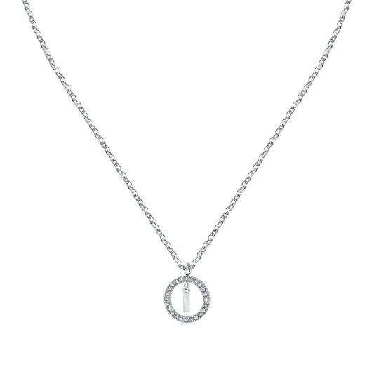 La Petite Story Letter I Steel Necklace With Clear Crystal LPS10ASF16 For Women