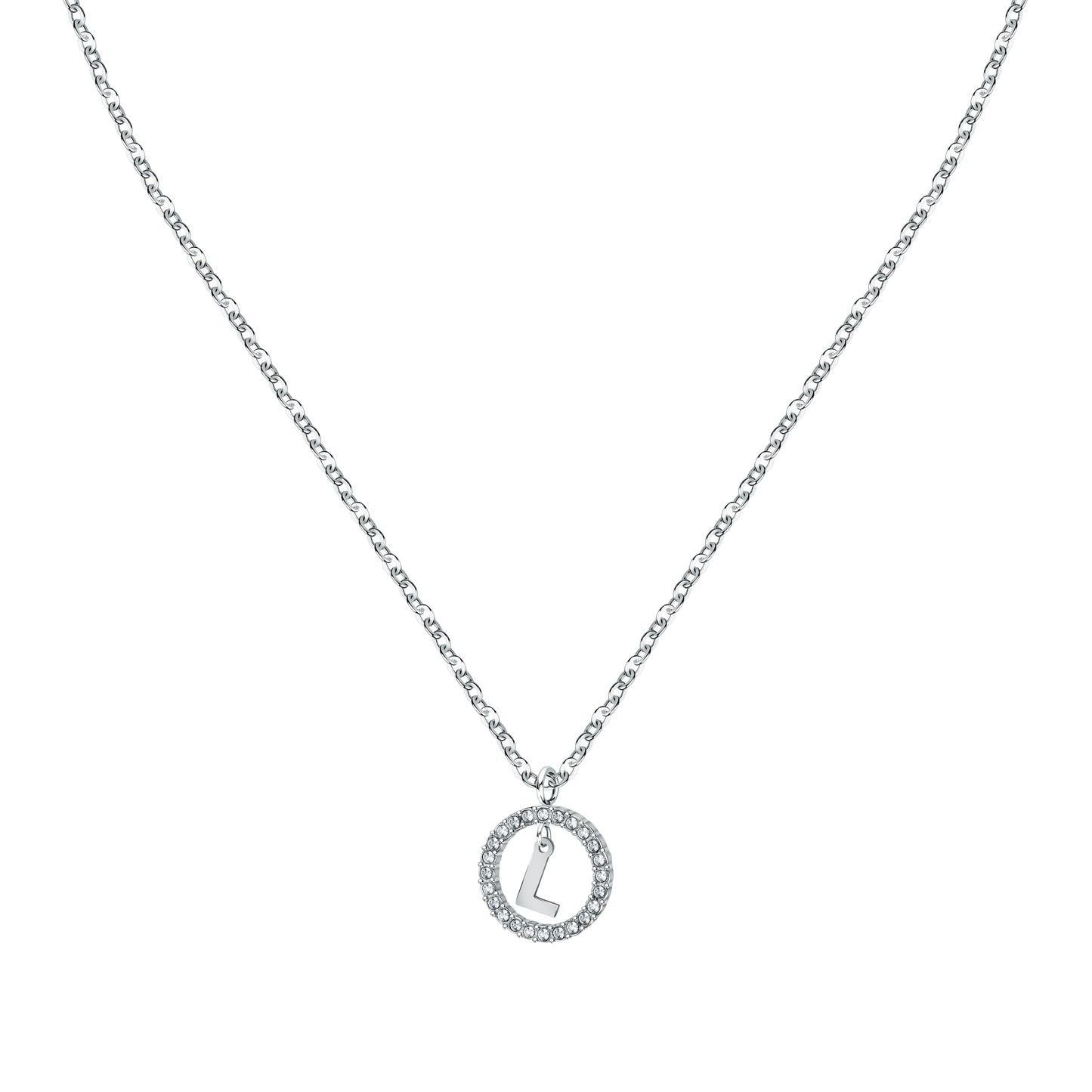 La Petite Story Letter L Steel Necklace With Clear Crystal LPS10ASF17 For Women