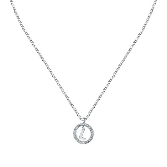 La Petite Story Letter L Steel Necklace With Clear Crystal LPS10ASF17 For Women