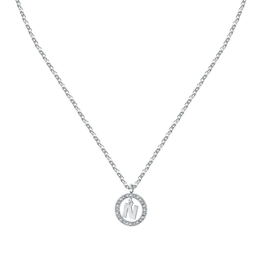 La Petite Story Letter N Steel Necklace With Clear Crystal LPS10ASF19 For Women