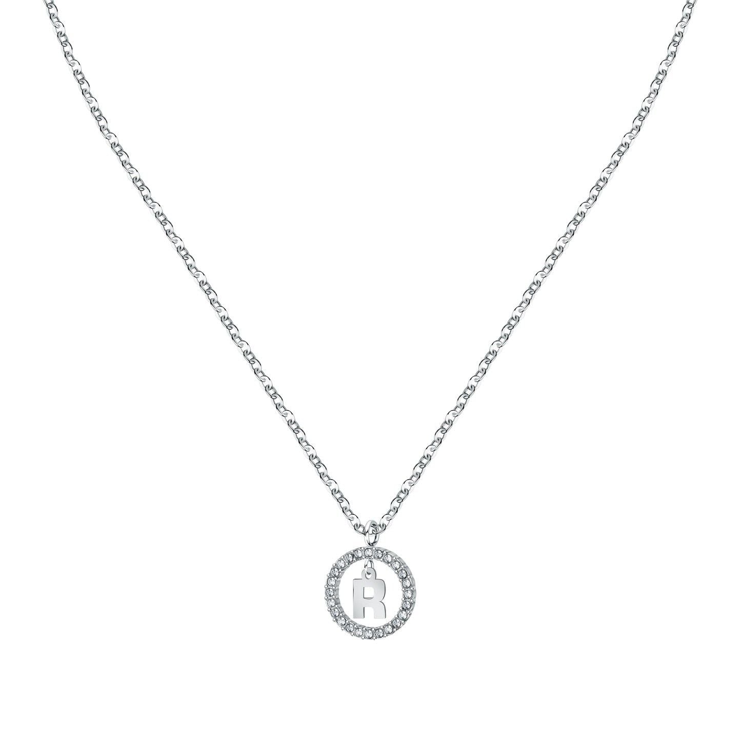 La Petite Story Letter R Steel Necklace With Clear Crystal LPS10ASF22 For Women
