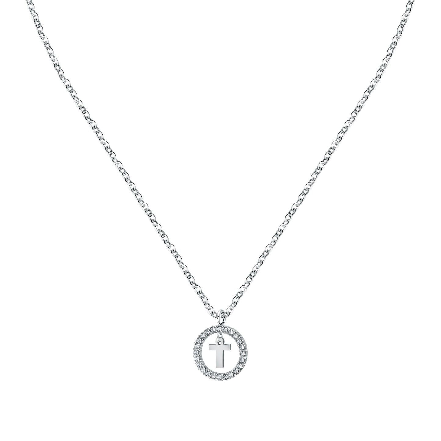 La Petite Story Letter T Steel Necklace With Clear Crystal LPS10ASF24 For Women