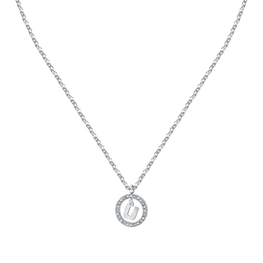La Petite Story Letter U Steel Necklace With Clear Crystal LPS10ASF25 For Women
