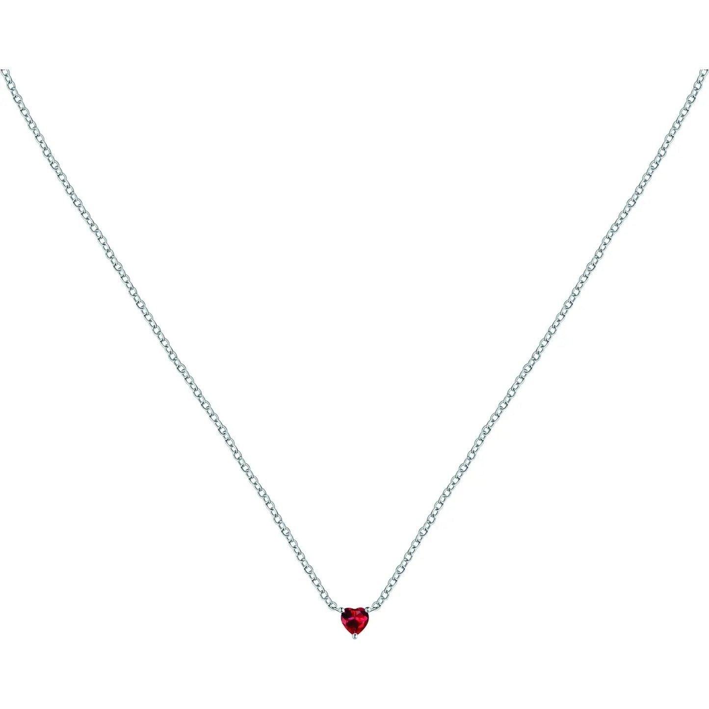 La Petite Story Steel Necklace With White And Red Heart Zircons LPS10AWV30 For Women