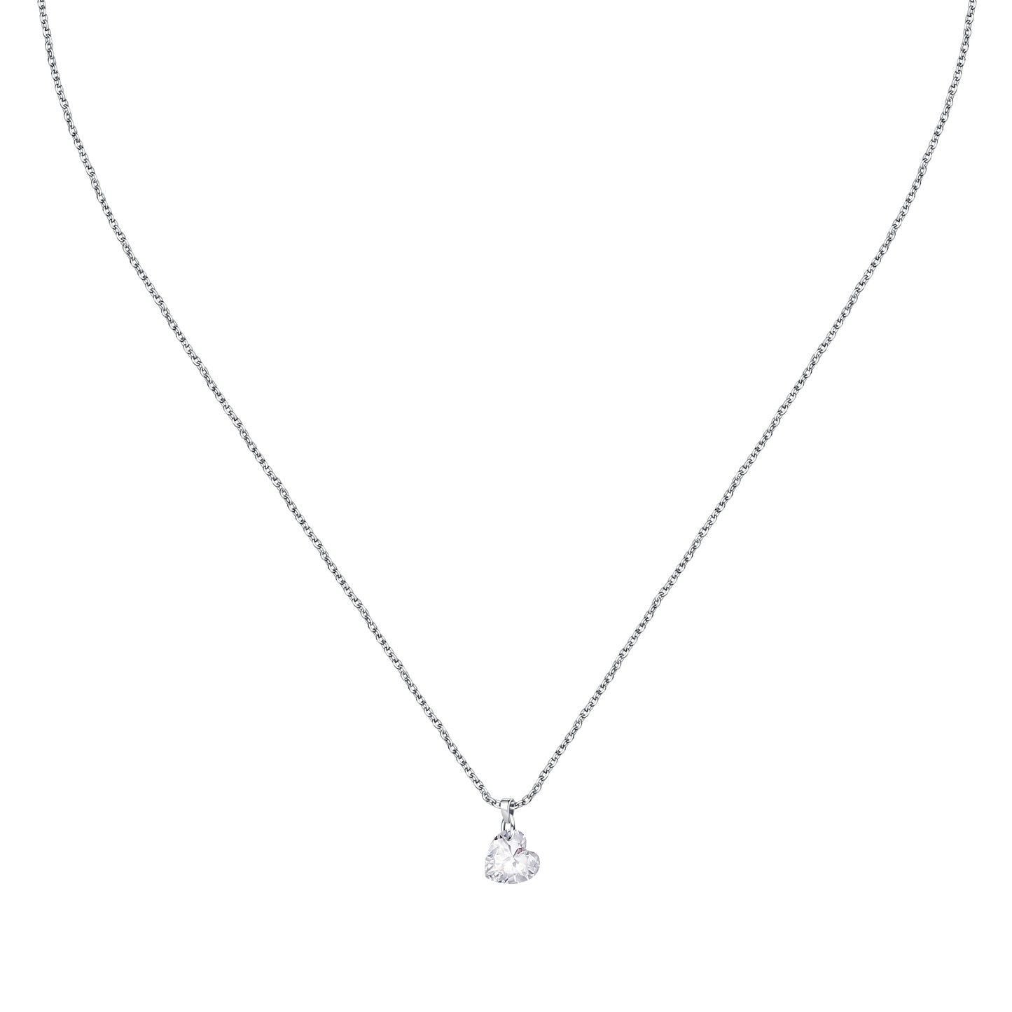 La Petite Story Silver Necklace With White Heart Zircons LPS10AWV31 For Women