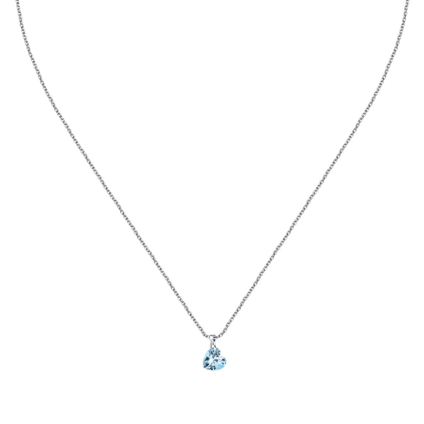 La Petite Story Silver Necklace With Light Blue Heart Zircons LPS10AWV32 For Women