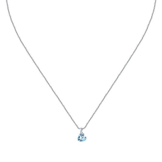 La Petite Story Silver Necklace With Light Blue Heart Zircons LPS10AWV32 For Women