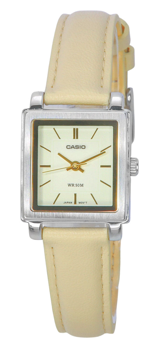 Casio Standard Analog Leather Strap Beige Dial Quartz LTP-E176L-5A Women's Watch