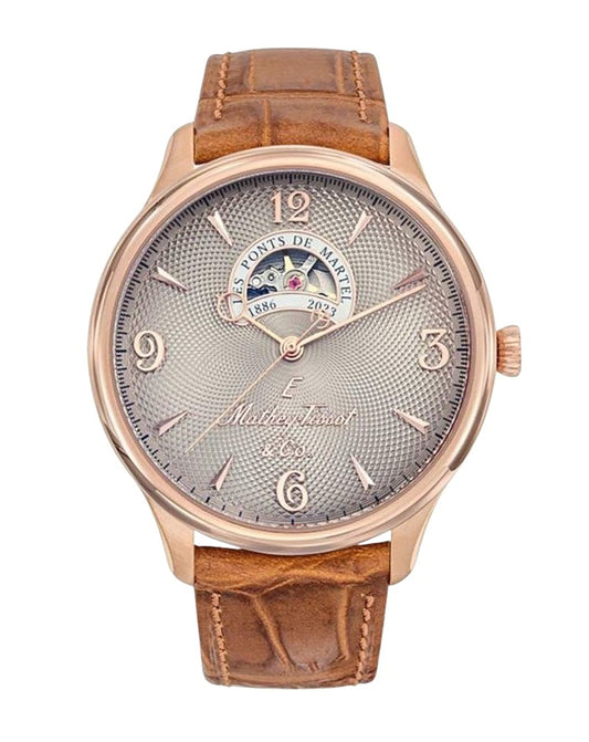 Mathey-Tissot Edmond Limited Edition Leather Strap Open Heart Cream Dial Automatic MC1886CI Men's Watch