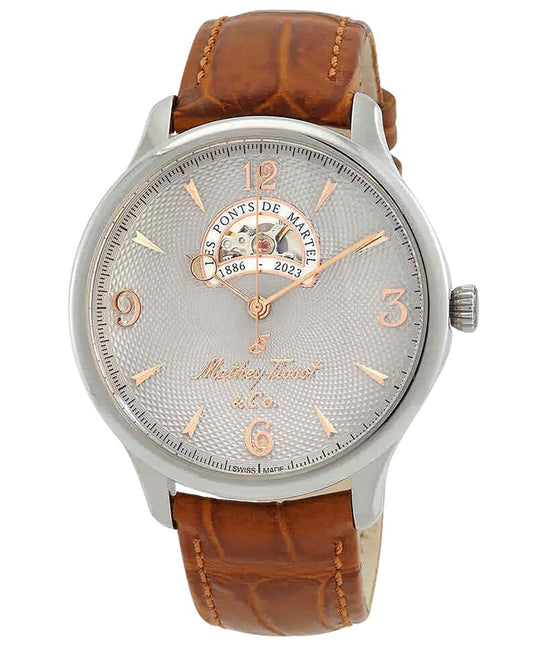 Mathey-Tissot Edmond Limited Edition Leather Strap Open Heart Silver Dial Automatic MC1886CIA Men's Watch