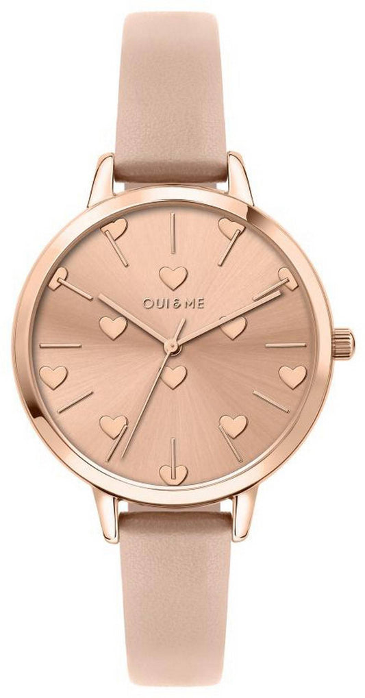 Oui & Me Petite Amourette Rose Gold Sunray Dial Leather Strap Quartz ME010106 Women's Watch