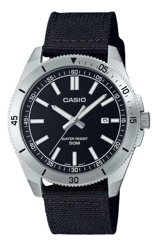 Casio Standard Analog Cloth Strap Black Dial Quartz MTP-B155C-1E Men's Watch