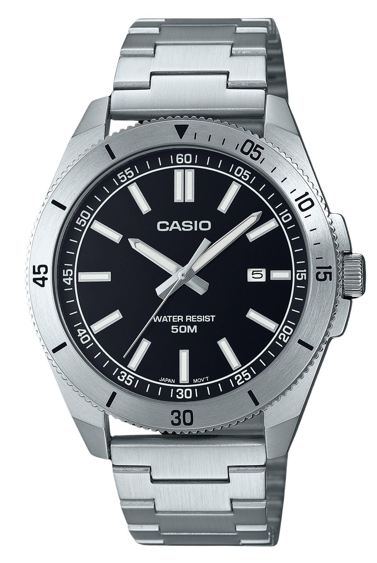 Casio Standard Analog Stainless Steel Black Dial Quartz MTP-B155D-1E Men's Watch