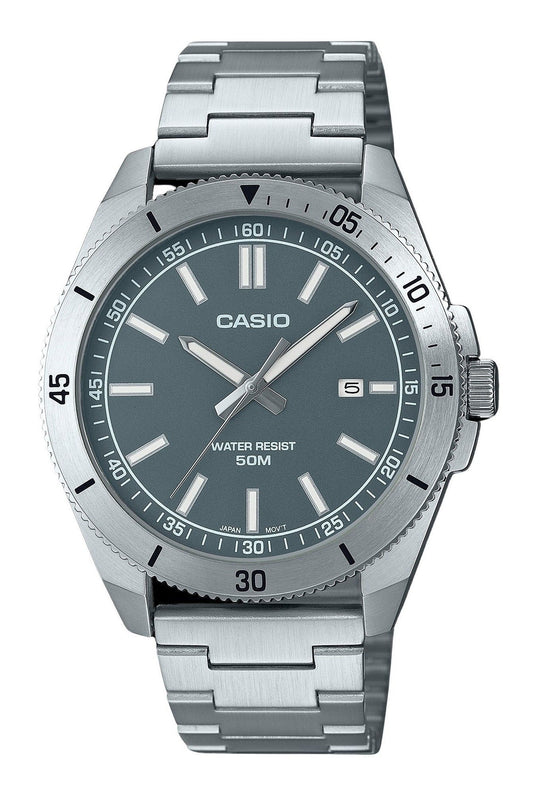 Casio Standard Analog Stainless Steel Grey Dial Quartz MTP-B155D-3EV Men's Watch