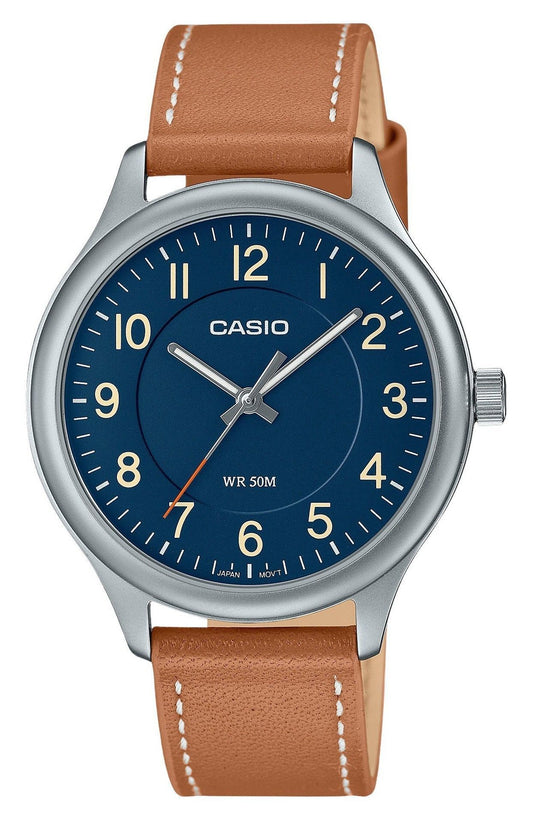 Casio Standard Analog Leather Strap Blue Dial Quartz MTP-B160L-2B Men's Watch