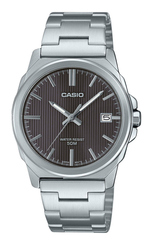 Casio Standard Analog Stainless Steel Grey Dial Quartz MTP-E720D-8AV Men's Watch