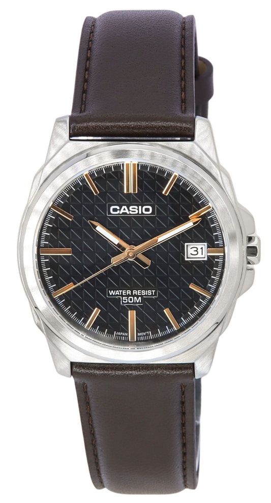 Casio Standard Analog Brown Leather Strap Black Dial Quartz MTP-E720L-5A Men's Watch