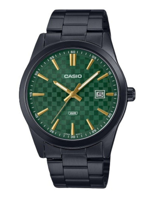 Casio Standard Analog Ion Plated Stainless Steel Green Dial Quartz MTP-VD03B-3A Men's Watch