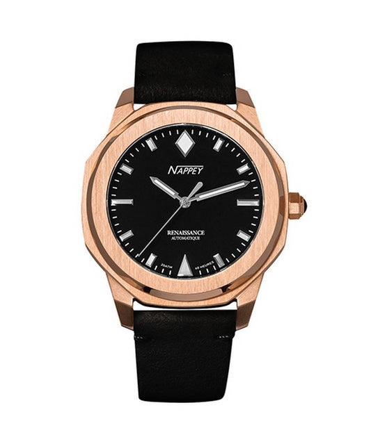 Nappey Renaissance Rose Gold And Black Suede Automatic NY41-BD1M-3B1A 200M Unisex Watch