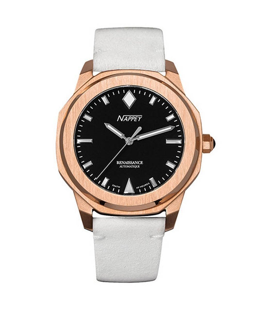 Nappey Renaissance Rose Gold And Black Suede Automatic NY41-BD1M-3B2A 200M Unisex Watch