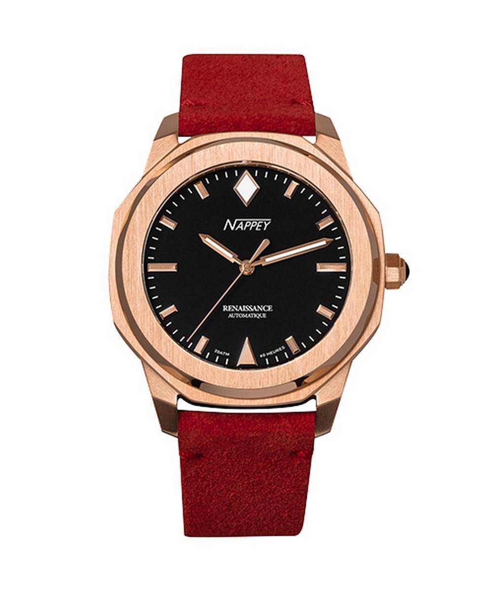 Nappey Renaissance Steel And Black Suede Automatic NY41-BD1M-3B6A 200M Unisex Watch