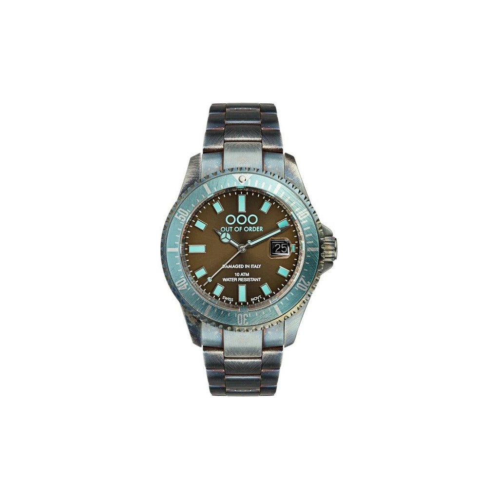 Out Of Order Turquoise And Casanova Brown Dial Quartz OOO.001-18.TU.MS 100M Men's Watch