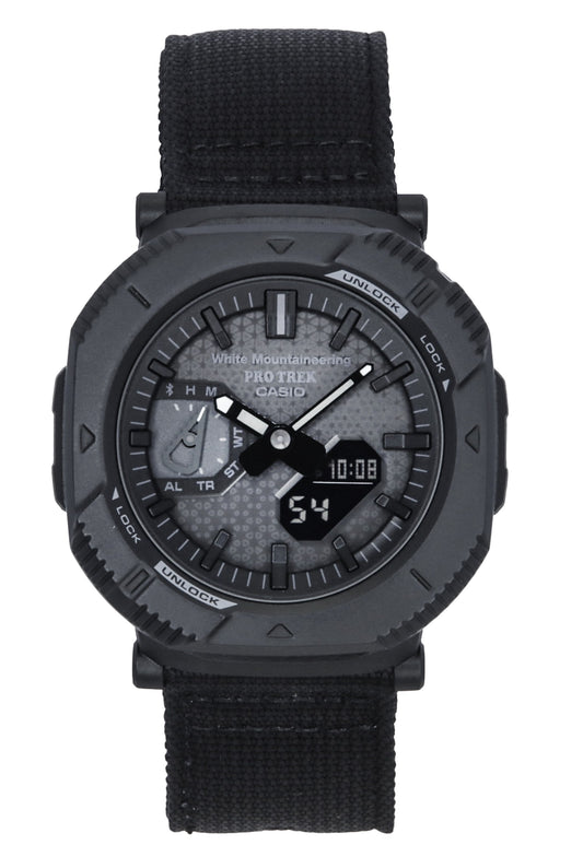 Casio Pro Trek Analog Digital White Mountaineering Black Dial Solar PRJ-B001WM-1 100M Men's Watch