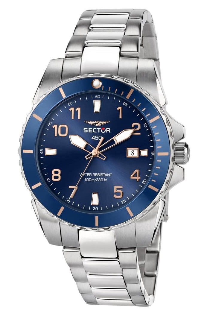 Sector 450 Date And Time Stainless Steel Blue Dial Quartz R3253276010 100M Men's Watch