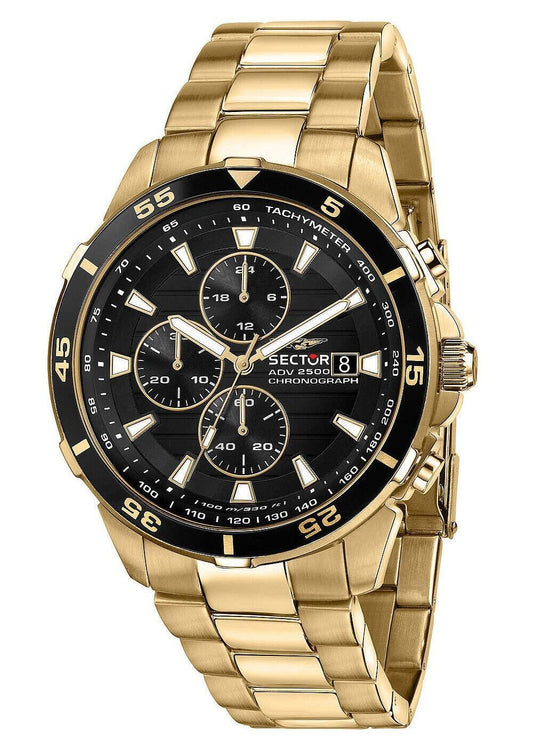 Sector ADV2500 Chronograph Gold Tone Stainless Steel Black Dial Quartz R3273643008 100M Men's Watch