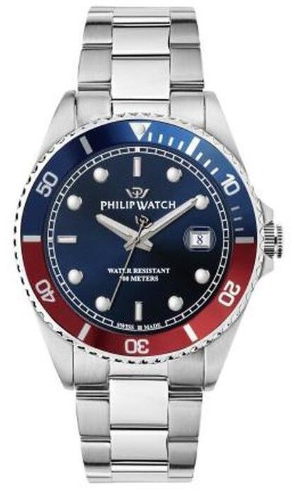 Philip Watch Swiss Made Caribe Sport Stainless Steel Blue Sunray Dial Quartz R8253597090 100M Men's Watch