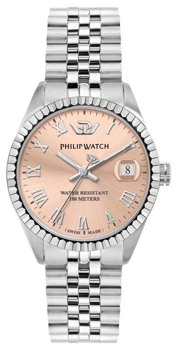 Philip Watch Swiss Made Caribe Stainless Steel Pink Dial Quartz R8253597578 100M Women's Watch