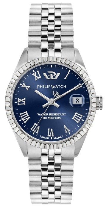 Philip Watch Swiss Made Caribe Urban Stainless Steel Blue Sunray Dial Quartz R8253597585 100M Women's Watch