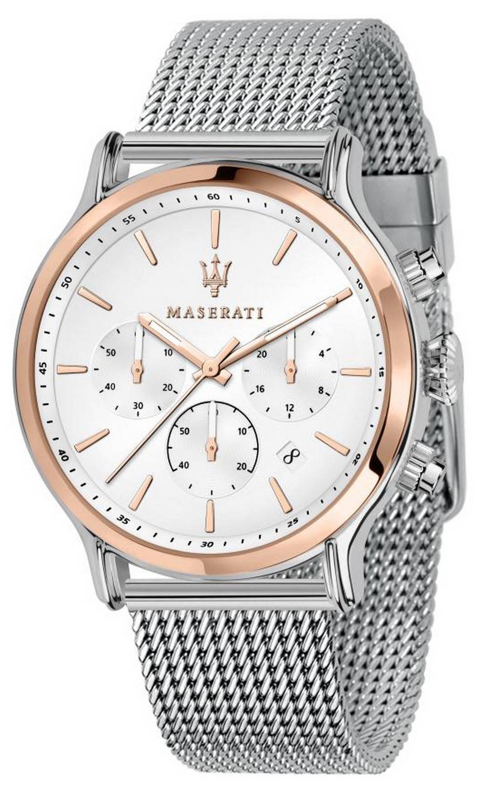 Maserati Epoca Chronograph White Dial Stainless Steel Quartz R8873618009 100M Men's Watch