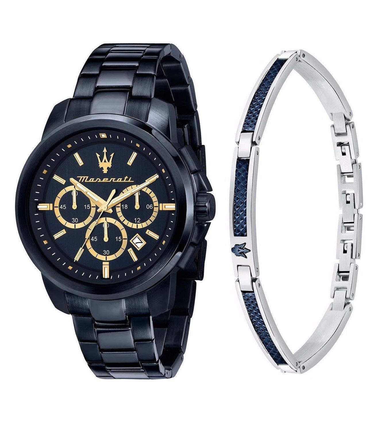Maserati Successo Chronograph Stainless Steel Blue Dial Quartz R8873621042 Men's Watch With Extra Bracelet