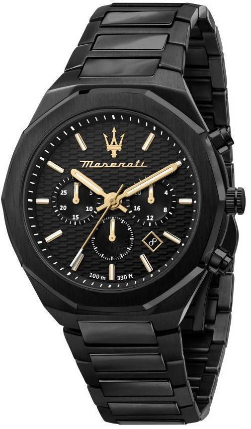 Maserati Stile Chronograph Stainless Steel Black Dial Quartz R8873642005 100M Men's Watch