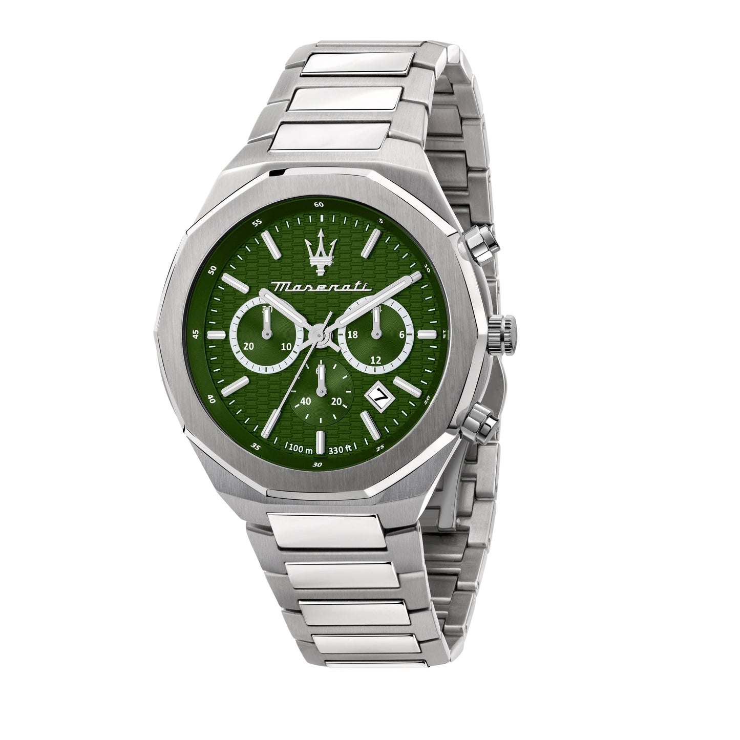 Maserati Stile Chronograph Stainless Steel Green Dial Quartz R8873642011 100M Men's Watch