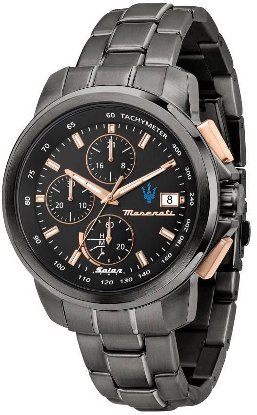 Maserati Successo Chronograph Stainless Steel Black Dial Solar R8873645001 Men's Watch