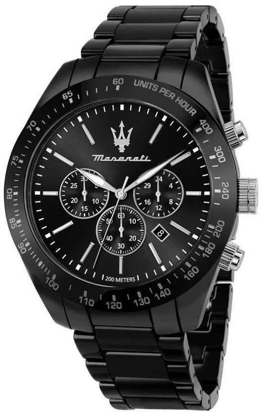 Maserati Traguardo Chronograph Stainless Steel Black Dial Diver's Quartz R8873650001 200M Men's Watch