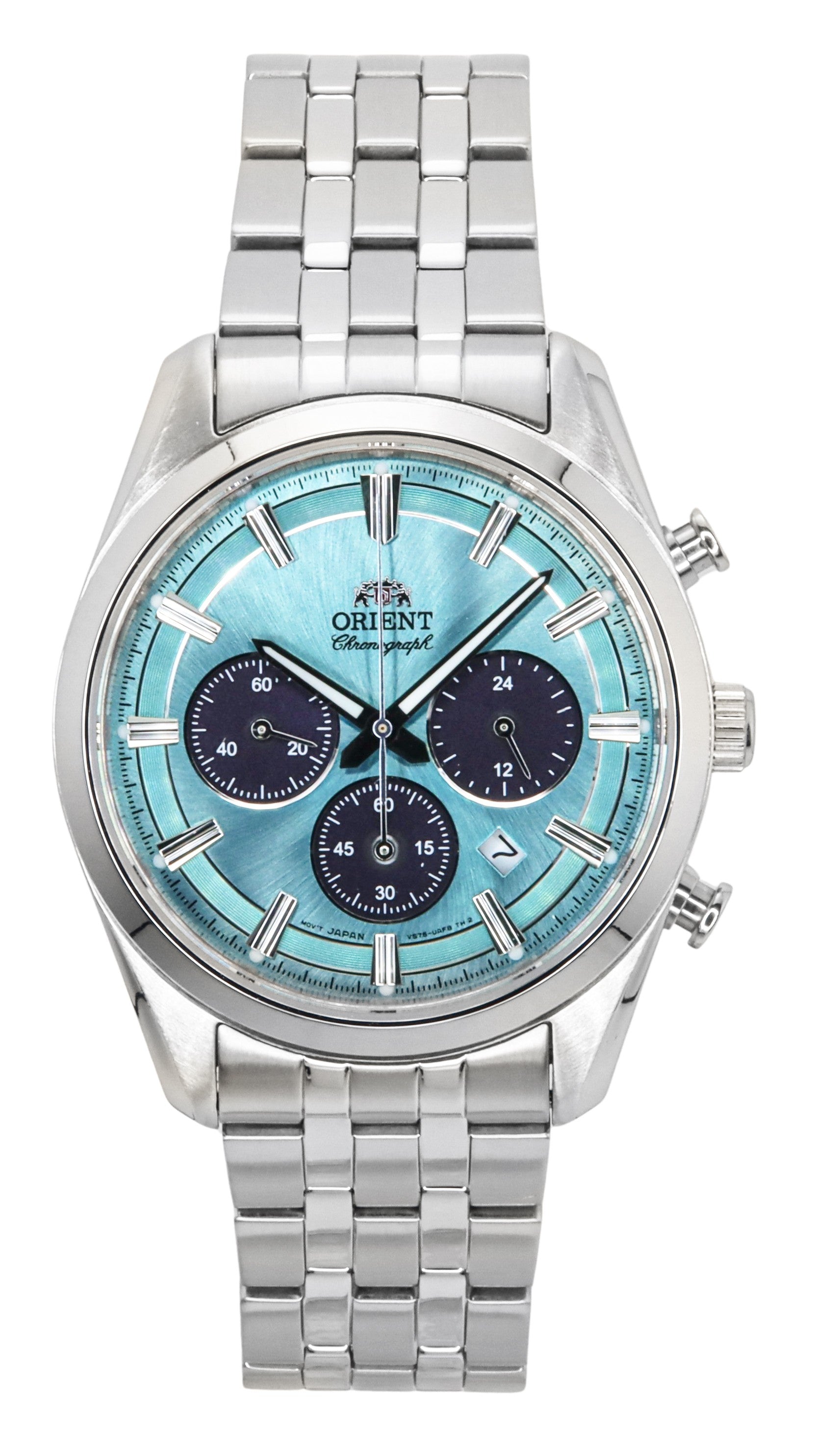 Orient Contemporary Chronograph Stainless Steel Sky Blue Dial Quartz RA-TX0304L Men's Watch