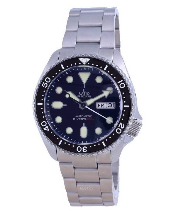 Ratio FreeDiver Black Dial Sapphire Crystal Stainless Steel Automatic RTA100 200M Men's Watch