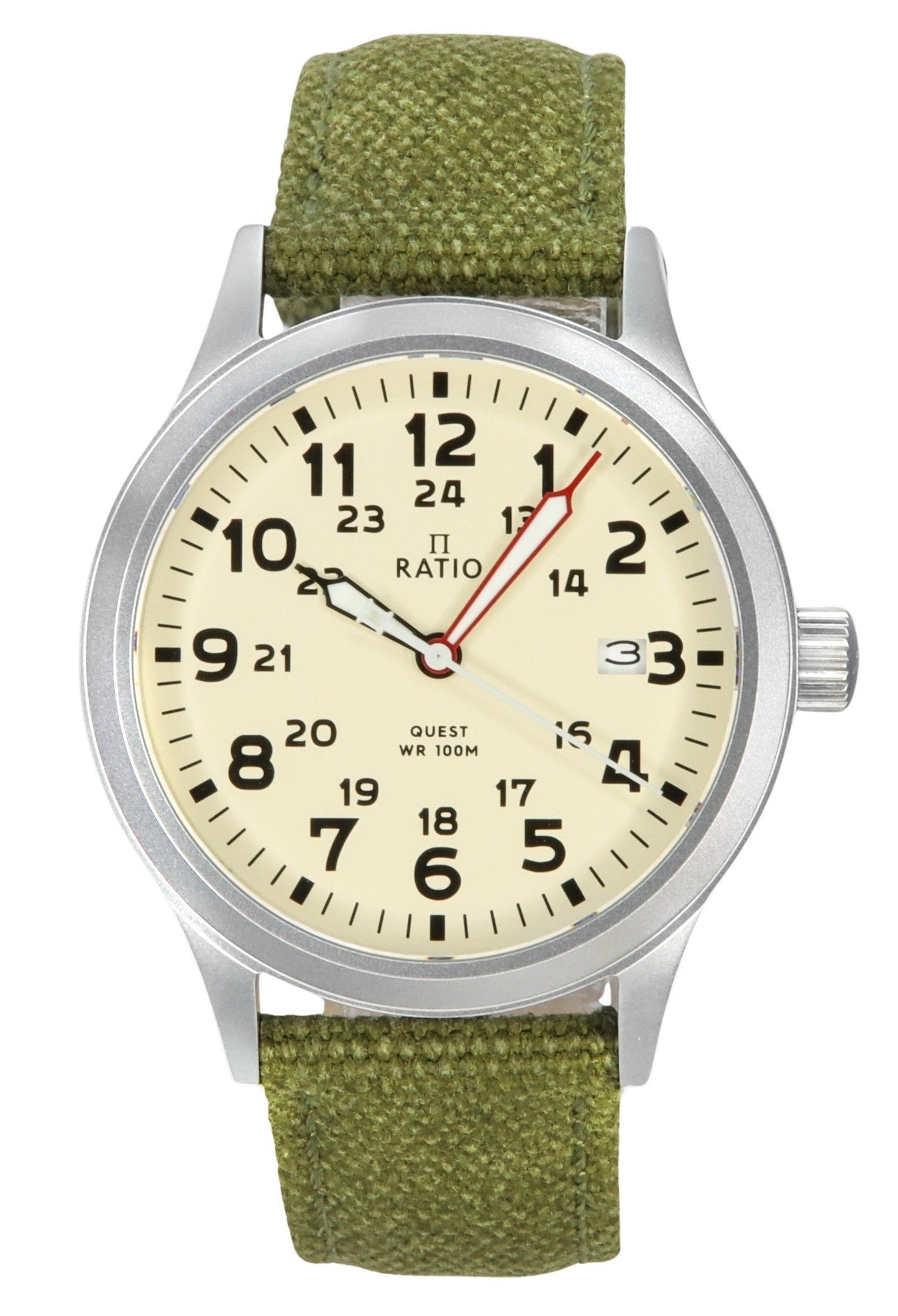 Ratio Quest Men's Field Watch Sapphire Canvas Strap Quartz RTQ019 100M Lewis And Clark Edition