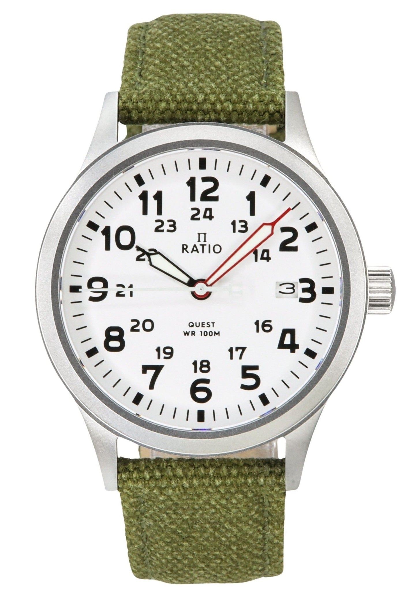 Ratio Quest Men's Field Watch Sapphire Canvas Strap Quartz RTQ027 100M Lewis And Clark Edition