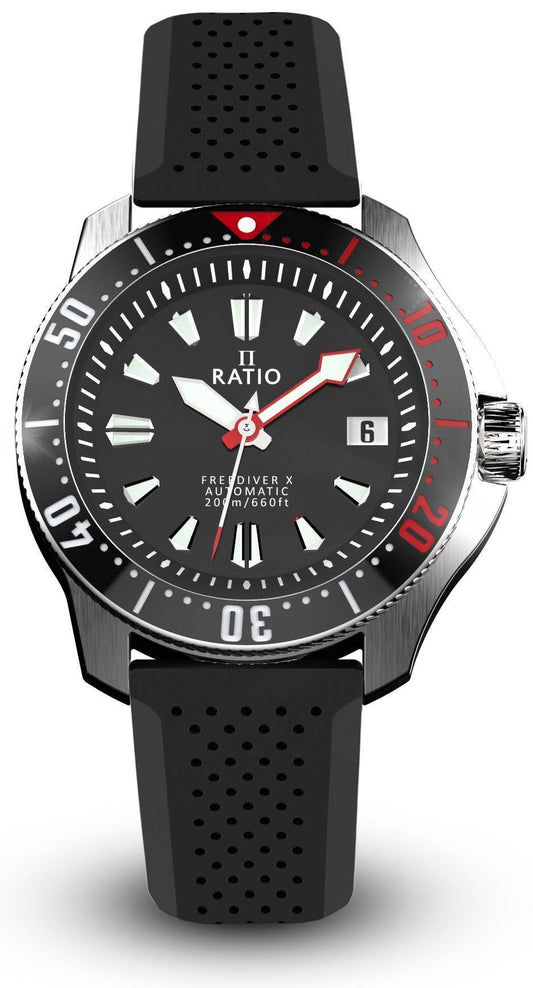 Ratio FreeDiver X Marine Black With Black Ceramic Inlay Automatic Diver RTX001 200M Men's Watch