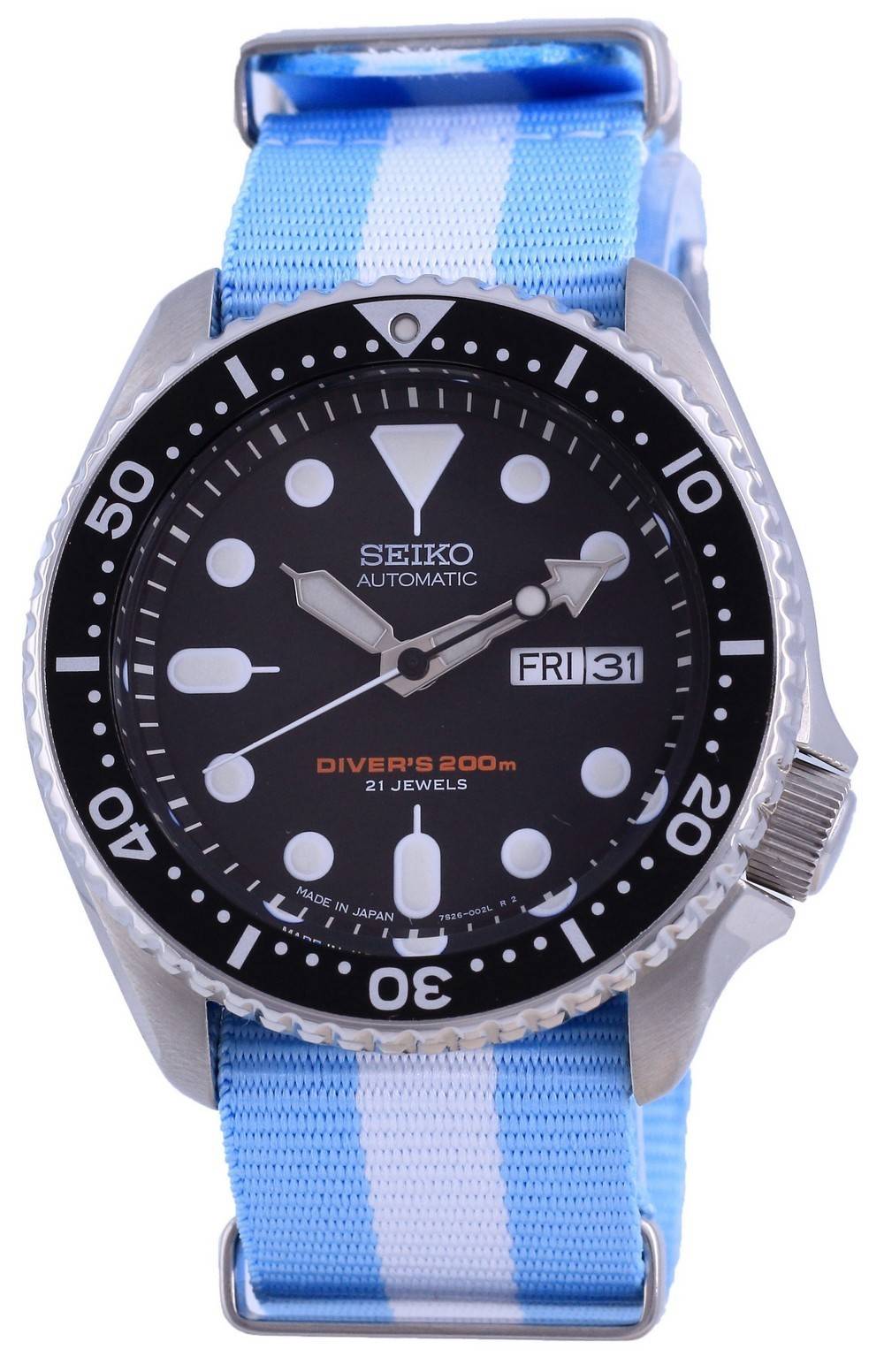 Seiko Automatic Diver's Japan Made Polyester SKX007J1-var-NATO24 200M Men's Watch