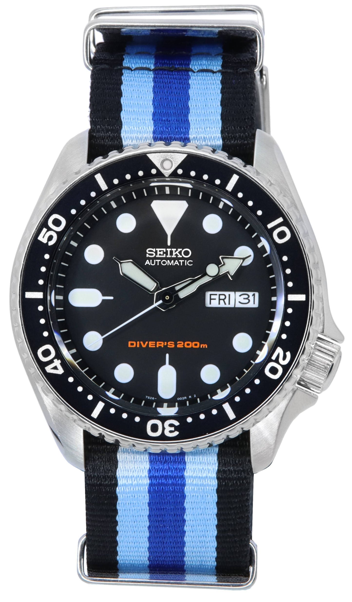 Seiko Black Dial Automatic Diver's SKX007K1-var-NATO20 200M Men's Watch