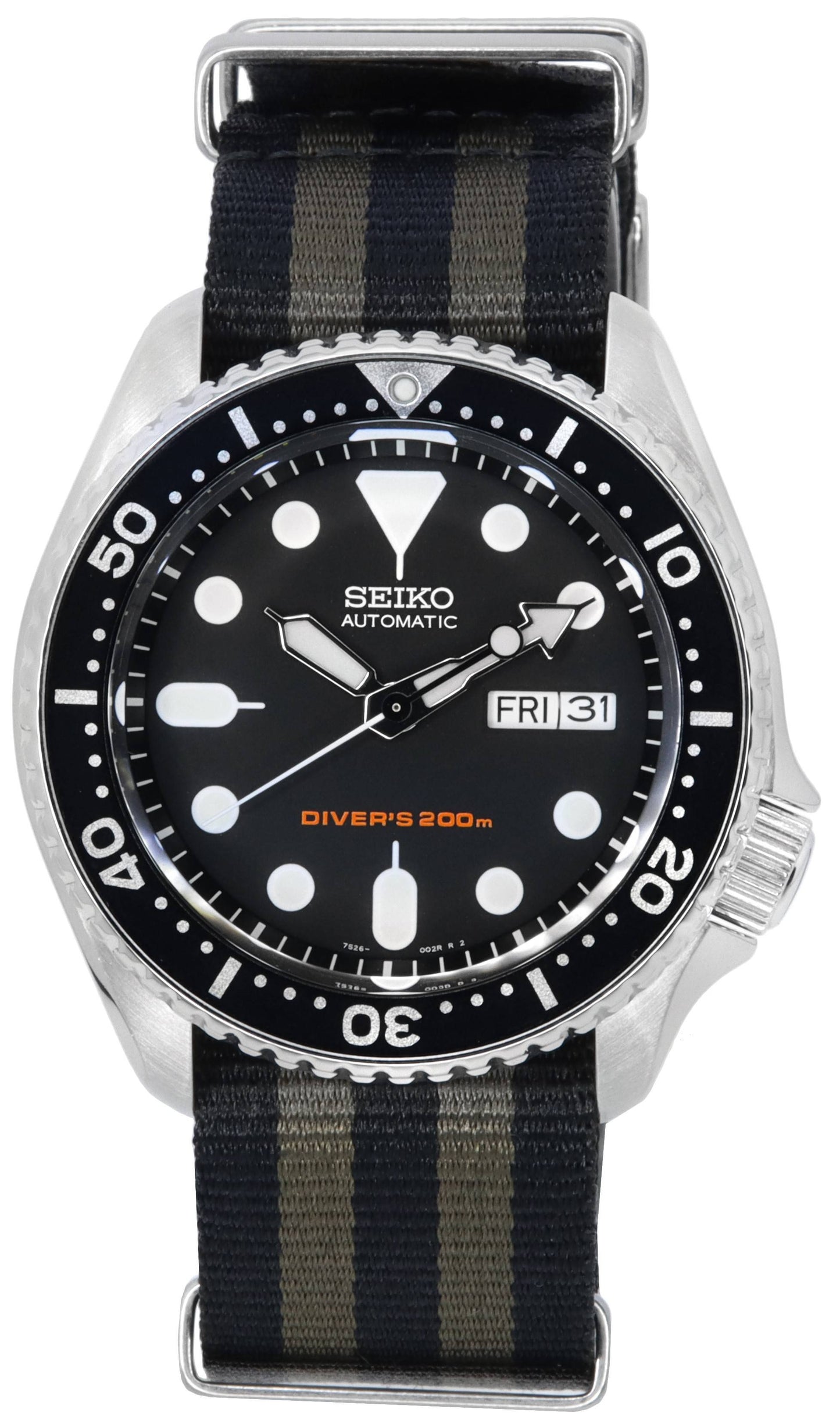 Seiko Black Dial Automatic Diver's SKX007K1-var-NATO21 200M Men's Watch